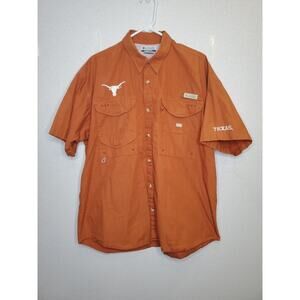 Texas Longhorns Columbia PFG Vented Short Sleeve Fishing Shirt Mens Large Orange